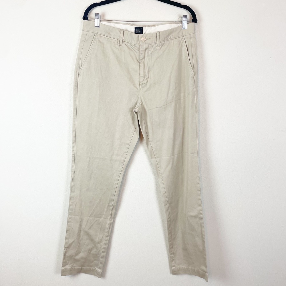 J. Crew Stretch Mens Chino Pants Size 33x32 Beige Casual Trousers Pants‎ E1540